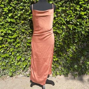 Rose gold/ copper satin dress